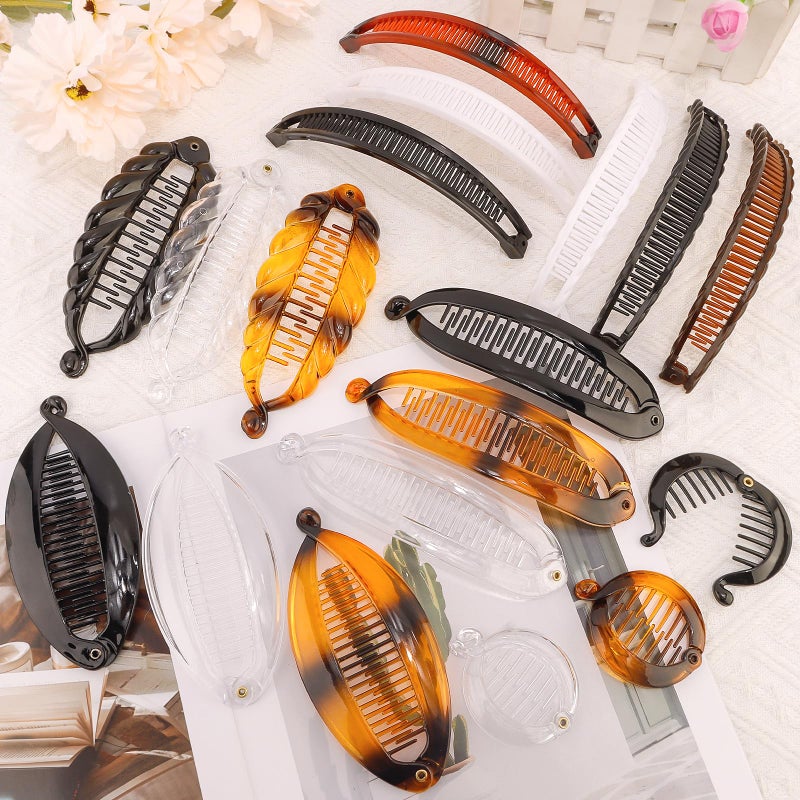 Hapdoo 18pcs Banana Clip Hair Clips, Hapdoo Banana Clips for Women Girls Volumizing Ponytail Hair Claw Clip Styling Accessories, 6 Styles - Image 3